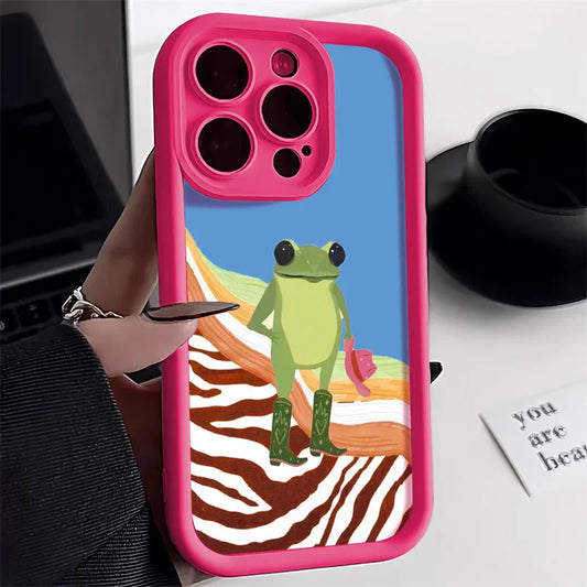 Cute Flower Cartoon Frog Strawberry Cover Phone Case