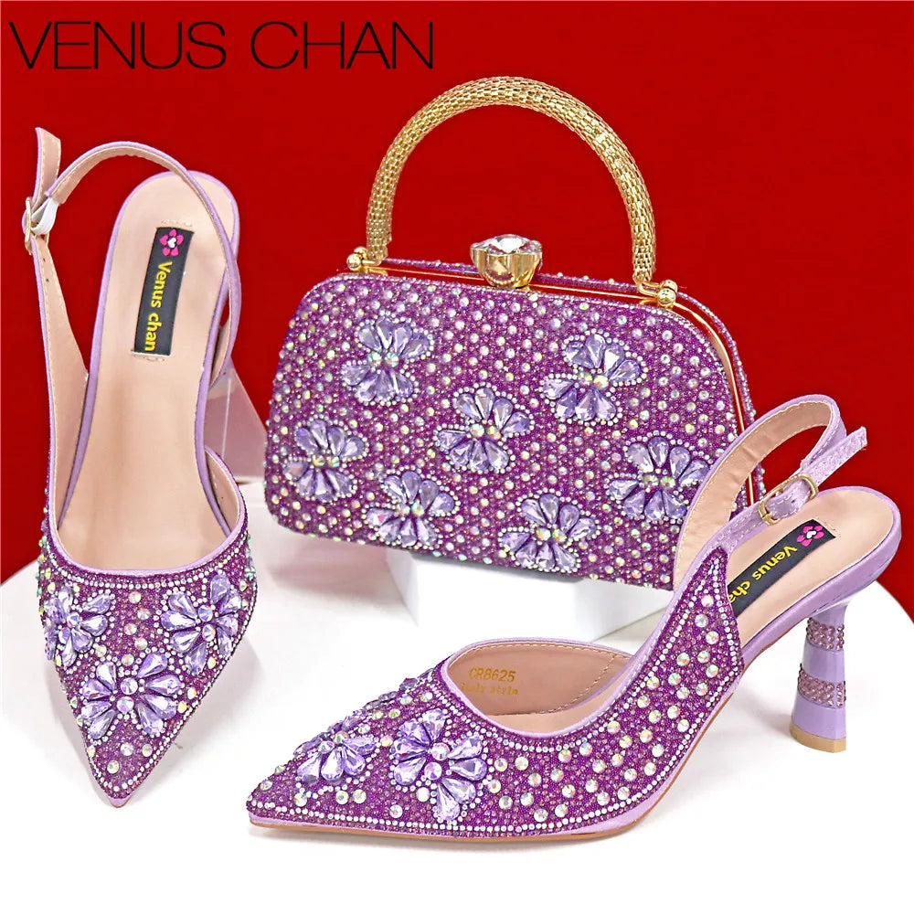 Luxury Handmade Flowers Shoes and Clutch for Women