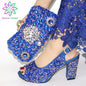 Ladies' Italian Shoes and Bag Set Decorated with Rhinestone