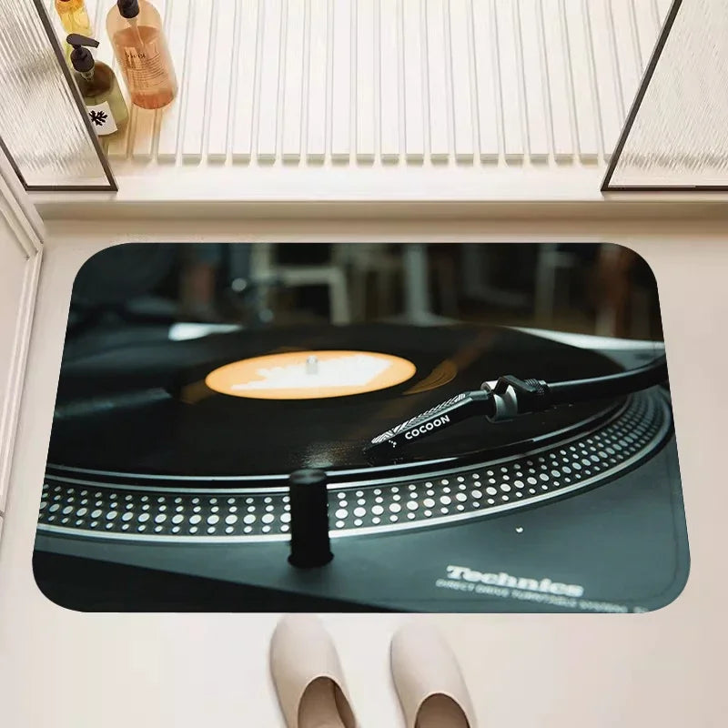 Classic Gramophone Rugs for Living Room Bedroom Kitchen Entry Door Mat Home Decor Area Carpets Personalized Gift Floormats