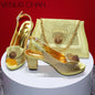 Peep Toe Shoes Matching Bag Set For Wedding Party
