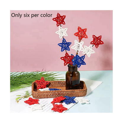 Rattan Ornament Star Rattan Ball Ornament Natural Wicker Rattan Independence Day Home Decor Vase Filler,