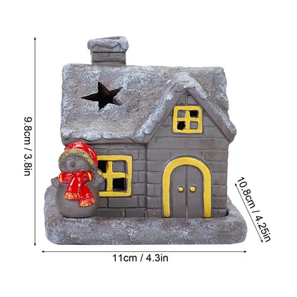 Christmas House Incense Burner - Ceramic Aroma Cone Burner with Chimney Design and Ash Catcher for Table Décor