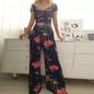 Fashion Printed Off-shoulder Jumpsuit for Women - Casual High-waist Sleeveless One-shoulder Jumpsuit