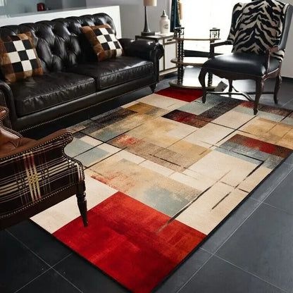 Abstract Geometric Large Rugs for Living Room Nordic Retro Room Decoration Home Mats Non-slip Washable Bedroom Cloakroom Carpet