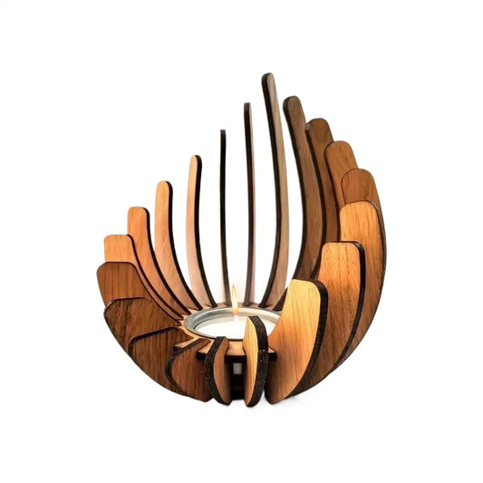 Wooden Candle Holder Lotus-Shaped Candle Holder Wooden Creative Candlestick without Candles DIY Wooden Candle Holder Decoration