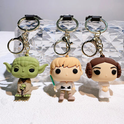 Disney Movie Star Wars Keychain Darth Vader Imperial Stormtrooper Yoda Baby Doll Keyrings Key Holder for Boys Gifts
