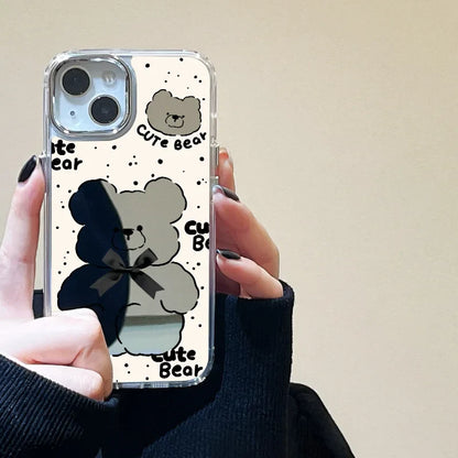 Cute Bear Makeup Mirror Luxury Shockproof Cartoon Cover Phone Case