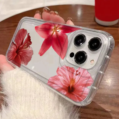 Cherry Flower Print Clear Phone Case