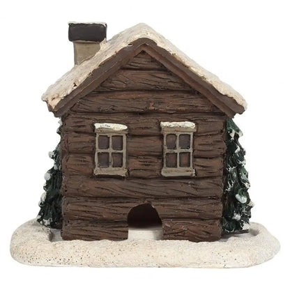 Winter Cabin Decoration - Rustic Log Cabin Incense Burner in Christmas Style for Home Fragrance and New Year Gifts
