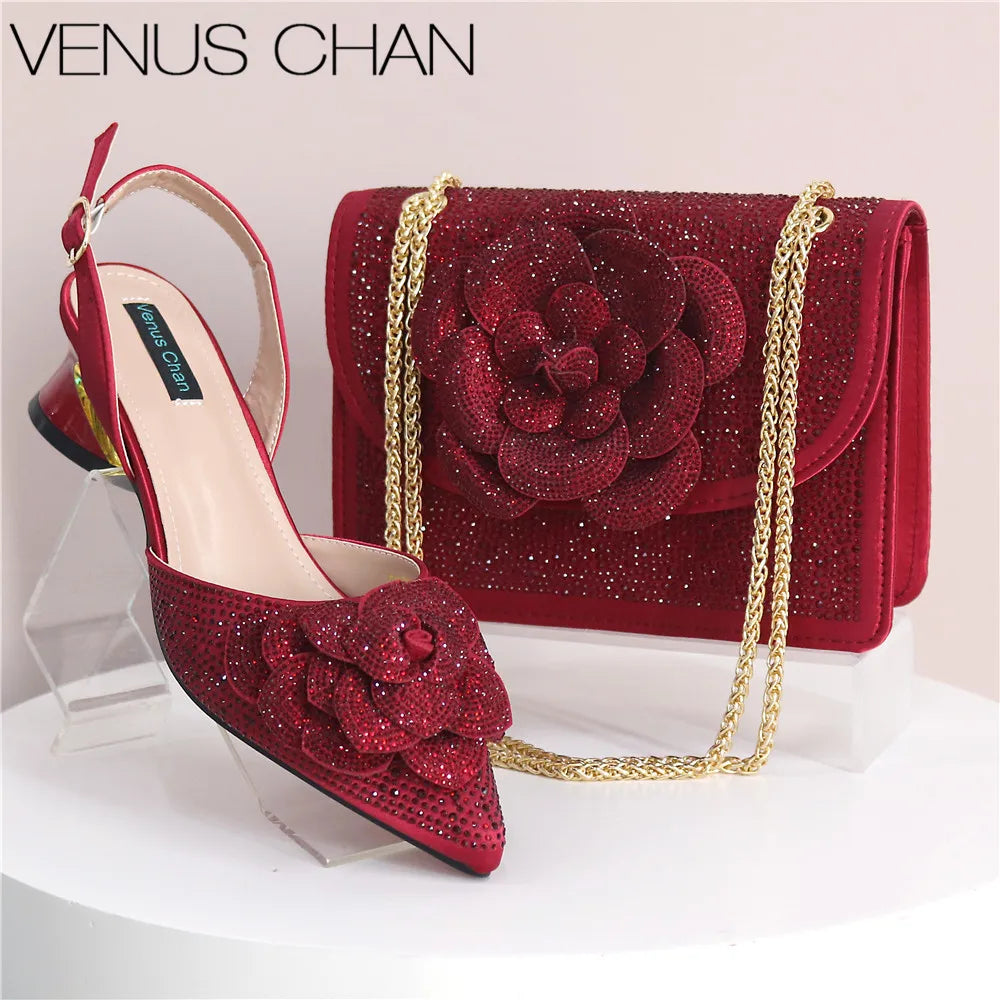 Pointed Top Latest Design Women's Shoes and Bags Set