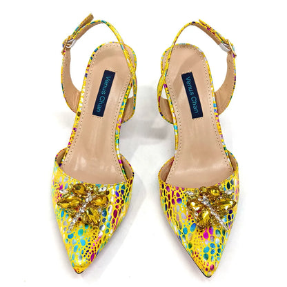 New Heels Pointed Toe Design Ladies Shoes Matching Bag Set