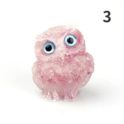 1PCS Crystal Stone Owl Animal Crafts Hand Made Small Figurines DIY Resin Table Decor Home Decor Girls Gifts