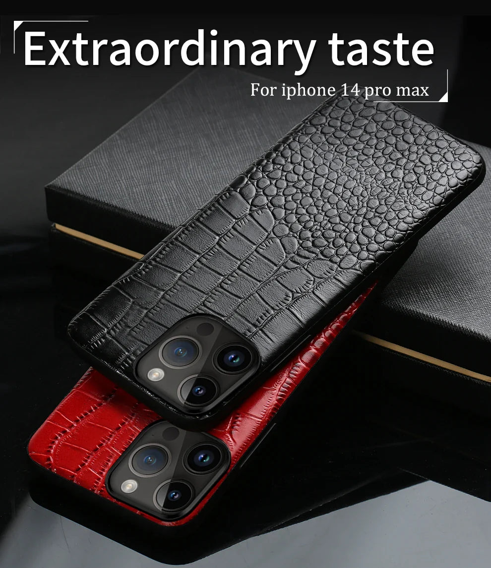Genuine Leather iPhone Case for Apple iPhone 14 13 12 11 Pro Max Mini X XR XS 6S 7 8 SE 2020 Back Cover