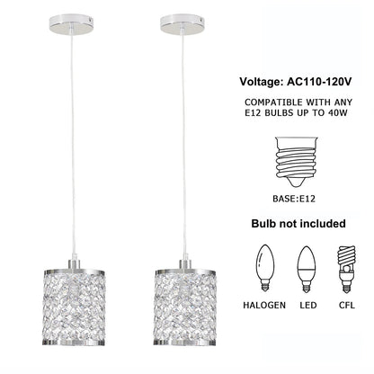 Crystal Pendant Light Modern Kitchen Island Lighting Adjustable White | Lighting | Kitchen + Metal