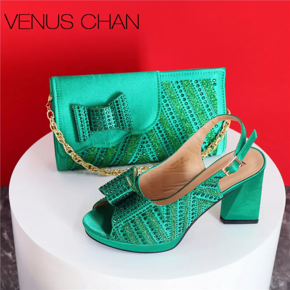 Super Heels Peep Toe Ladies Shoes with Bag Set
