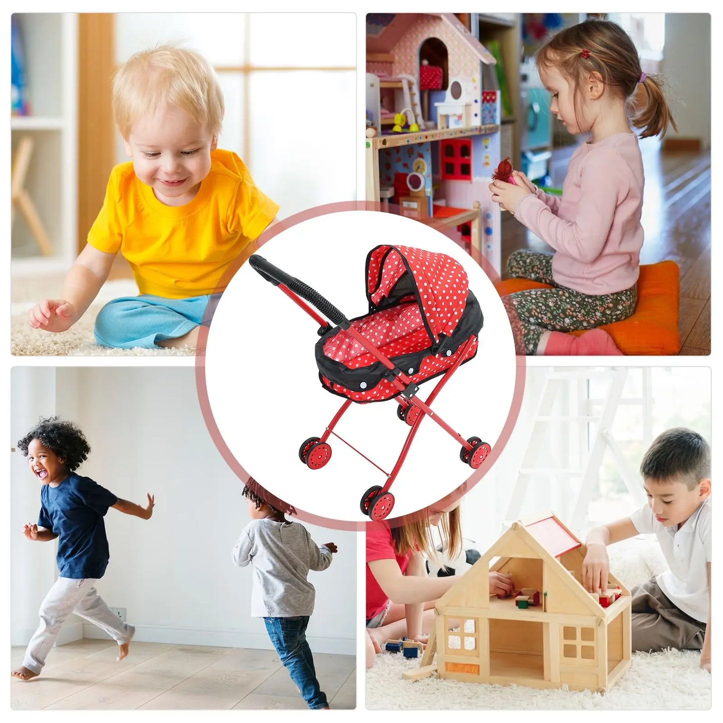 Baby Doll Stroller Toy - Realistic Play Stroller for Kids