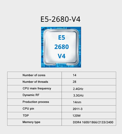 MOUGOL X99 Gaming Motherboard Kit with Intel Xeon E5 2680 V4 & DDR4 8Gx2 2133MHz Dual Channel ECC RAM M.2 NVME for Desktop PC