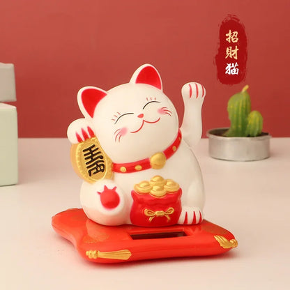 2.5 Japanese Solar Wave Hand Lucky Cat, Car Decorations, New Year Decorations  Hand Crafts Figurines And Miniatures 1pc Plastic