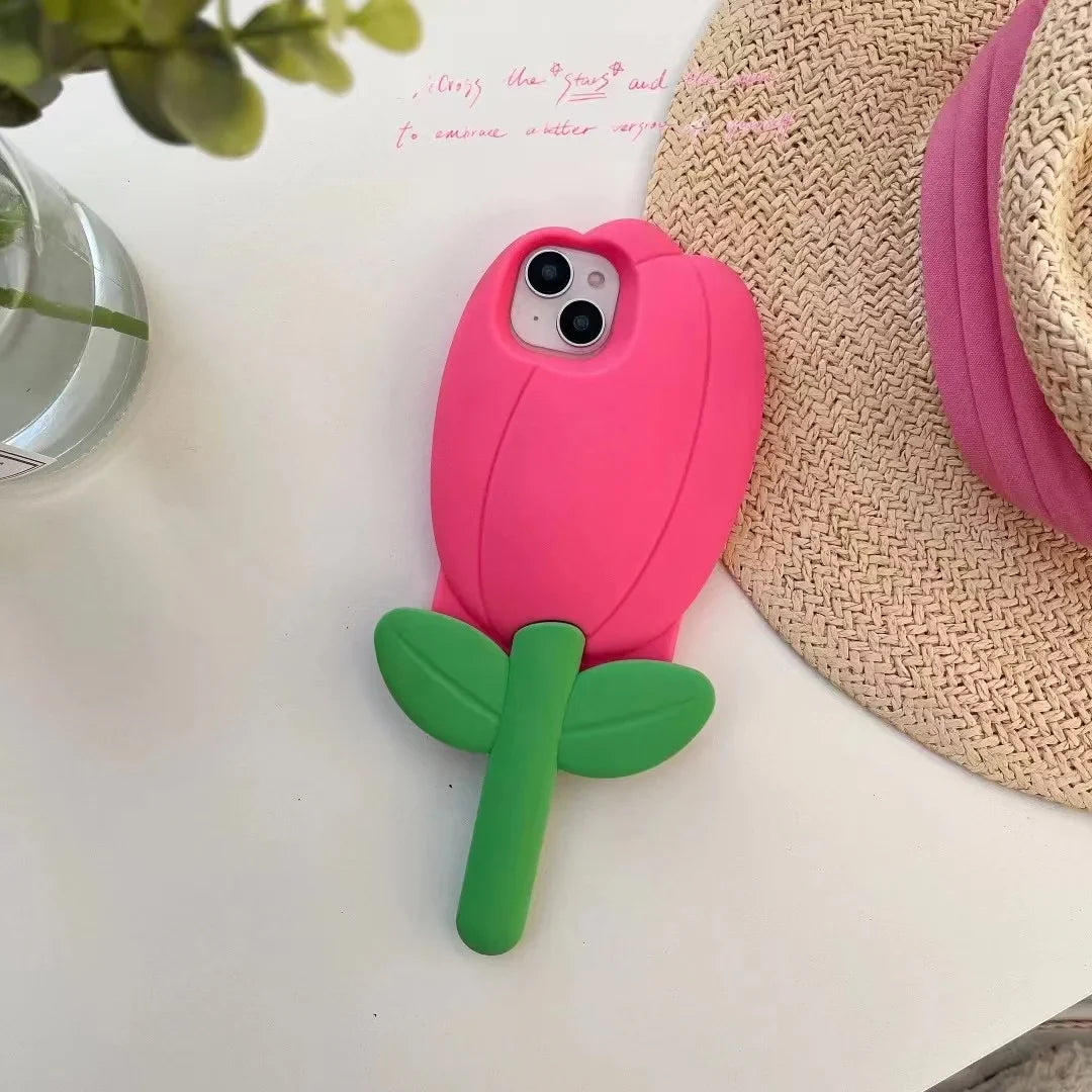 3D Cute Tulips Flower Soft Silicone Phone Case