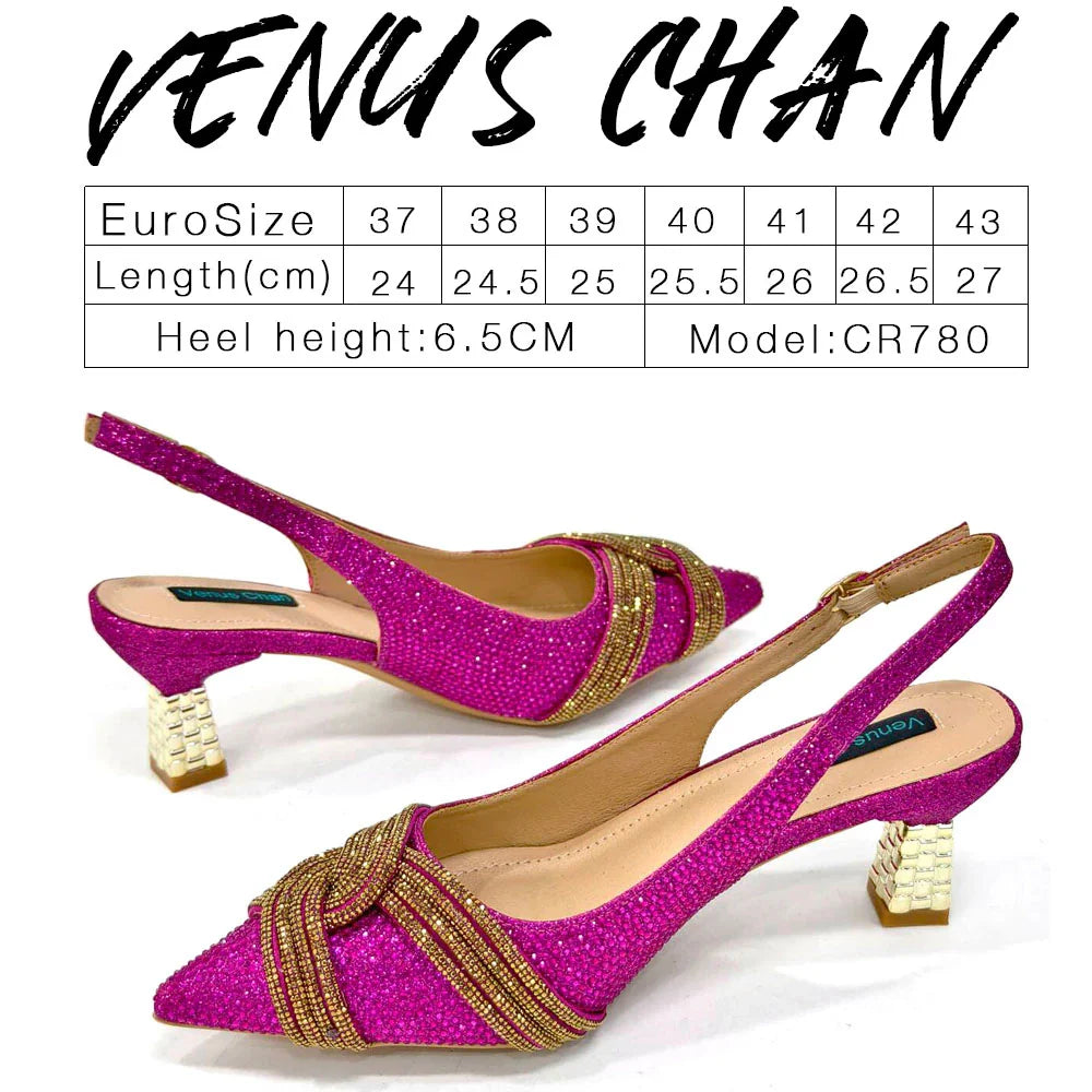 Women's Shoes and Bag Set with Rhinestone