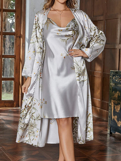 The Soft Life Set – Satin Robe & Nightgown Duo by KUSHIE