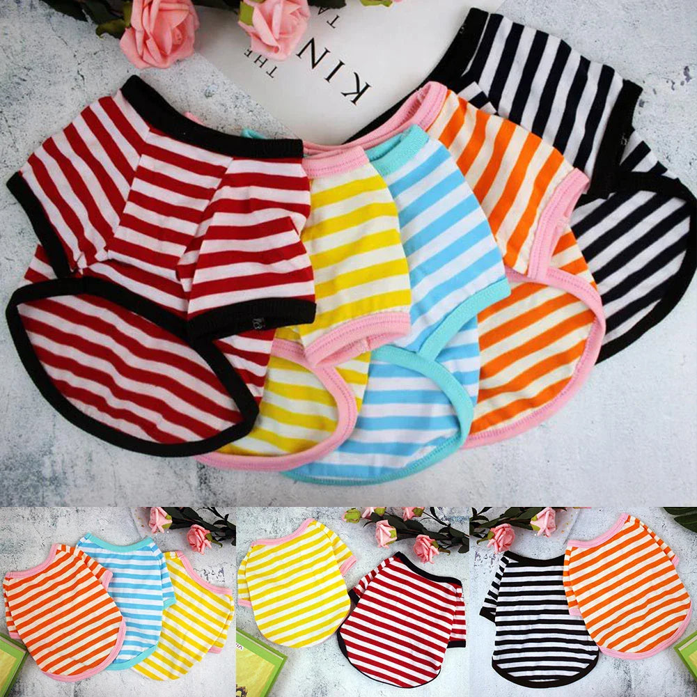 Stripe Spring Dog T-shirt Soft Small Medium Dog Puppy Clothing Shirt Vest Printed Pet Dog Puppy Vest T-shirt Dog Cloth