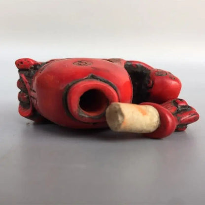 Collectible China Handwork Old Coral Carve Fish & Lotus Auspicious Snuff Bottle