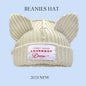 2023 New Long Ear Fox Hat Skullies Beanies Women Cute Rabbit Ears Crochet Knitted Hat Men Winter Hip-hop Warm Cap Christmas Gift