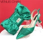 Latest Women Italian Shoes and Matching Bags Decorated with Rhinestone