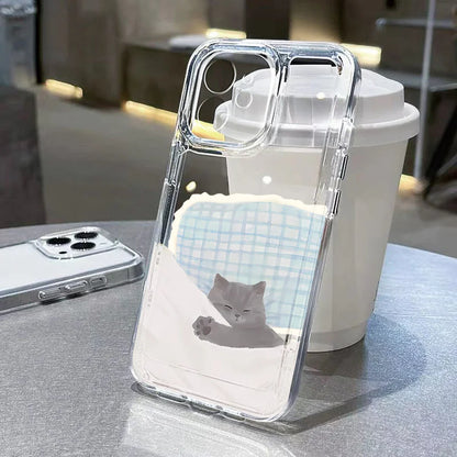Cute Cat Clear Cartoon Animal Soft Shockproof Cover Phone Case