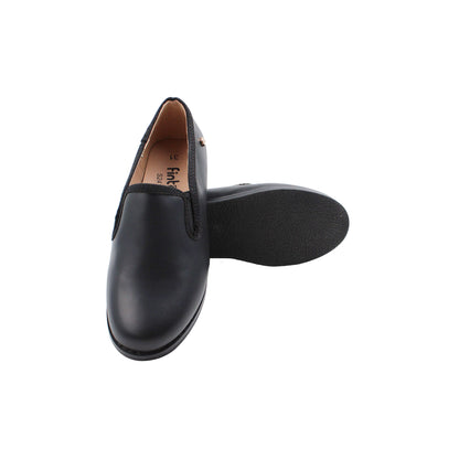 Black leather dress shoe