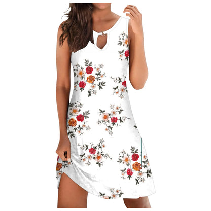 Women Plus Size Summer Beach Dress - Fashion Stripe Sleeveless Backless