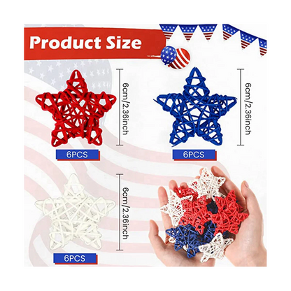 Rattan Ornament Star Rattan Ball Ornament Natural Wicker Rattan Independence Day Home Decor Vase Filler,