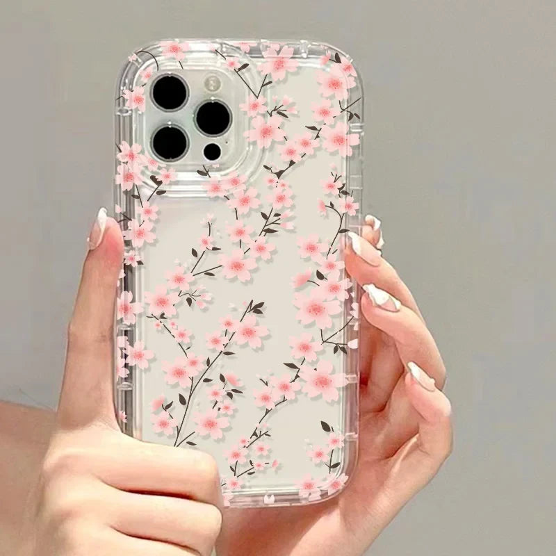 Flower Shockproof Soft Clear Cover Funda Phone Case