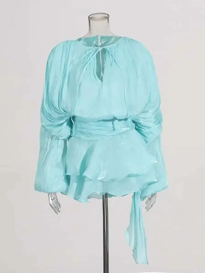 Women's A-Line Mini Dress with Long Sleeves & Empire Waist