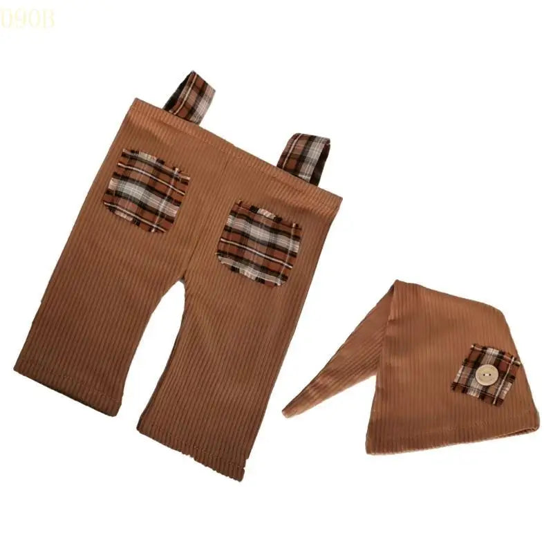 090B Baby Hat Overalls Outfit Newborns Photo Clothes Fashion Photography Props for Infant Photo Costume Clothing