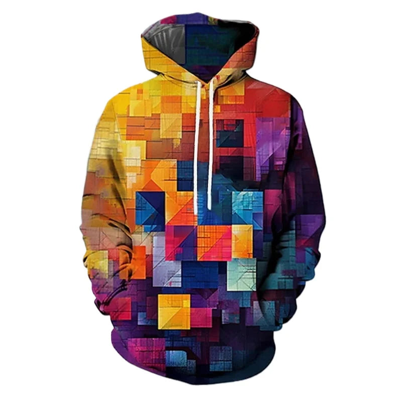 Men's hoodie 3D printed simulation sewing plaid sweatshirts fashion men's clothing