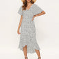 Summer Beach Maxi Dress Women Floral Print Boho Long Chiffon Ruffles Wrap Casual V-Neck Split Sexy Party Robe Femme
