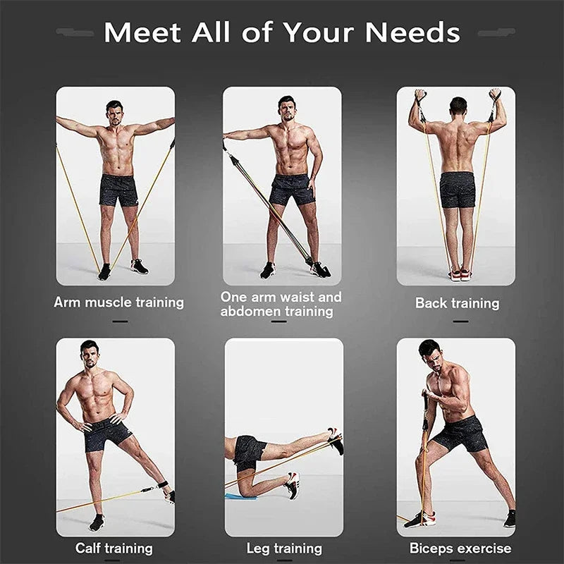 Wrapped Resistance Band Elastic Band Strength Training Rod Set Resistance Fitness Equipment Sports Belt Sports Equipment