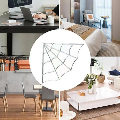 Corner Spider Web Stained Glass Spider Window Film Halloween Decoration Stunning Artwork Usable On Both Sides 7.8 X 7.8 Inches