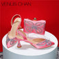 Elegant Rhinestone Pointed-Toe Pumps With Matching Bag Set