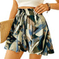 Women's Floral Print Bohemian Shorts with Elastic Waist, Loose Wide Leg, Ruffle Hem