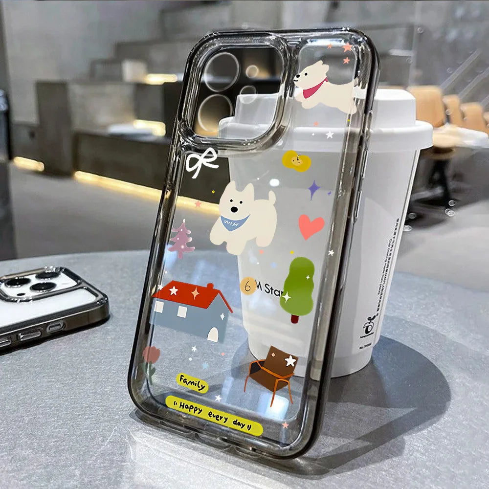 Cartoon Cute Dog Clear Star Y2K Cover Phone Case