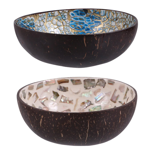 2 Pcs Coconut Shell Bowl Bowls Home Storage Key Container Salad Decoration Wooden