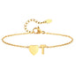 Women Heart Initial Stainless Steel Personalized Anklet Bracelets