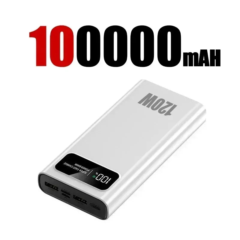 120W Fast Charging Powerbank Portable Digital Display 200000mAh Super Large Capacity External Battery For iPhone 16 Huawei MIJIA