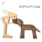 Cute Wood Dog Human Statue Craft Figurine Desktop Table Ornament Carving Model Home Room Decoration Pet Sculpture Christmas Gift