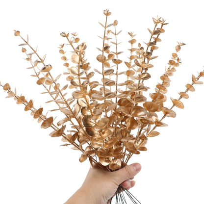 Yannew 12pcs Artificial Eucalyptus Stems Silver Dollar Greenery Fake Plants for Wedding Bouquet Floral Arrangement Home Decor