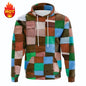 Men's hoodie 3D printed simulation sewing plaid sweatshirts fashion men's clothing
